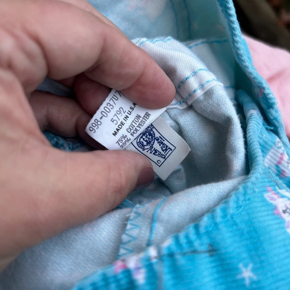 Vintage OshKosh B'gosh Baby Teal Bunny Corduroy Overalls Size 3/6‎ Months